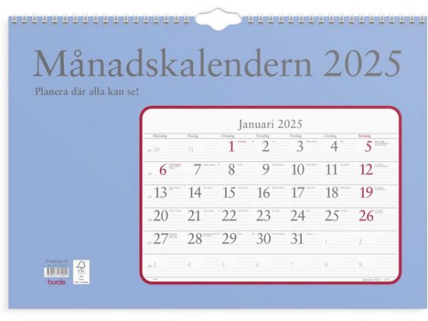 Väggkalender Månadskalendern 2025